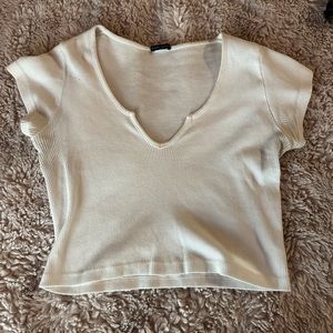 brandy melville white cropped top (size small)